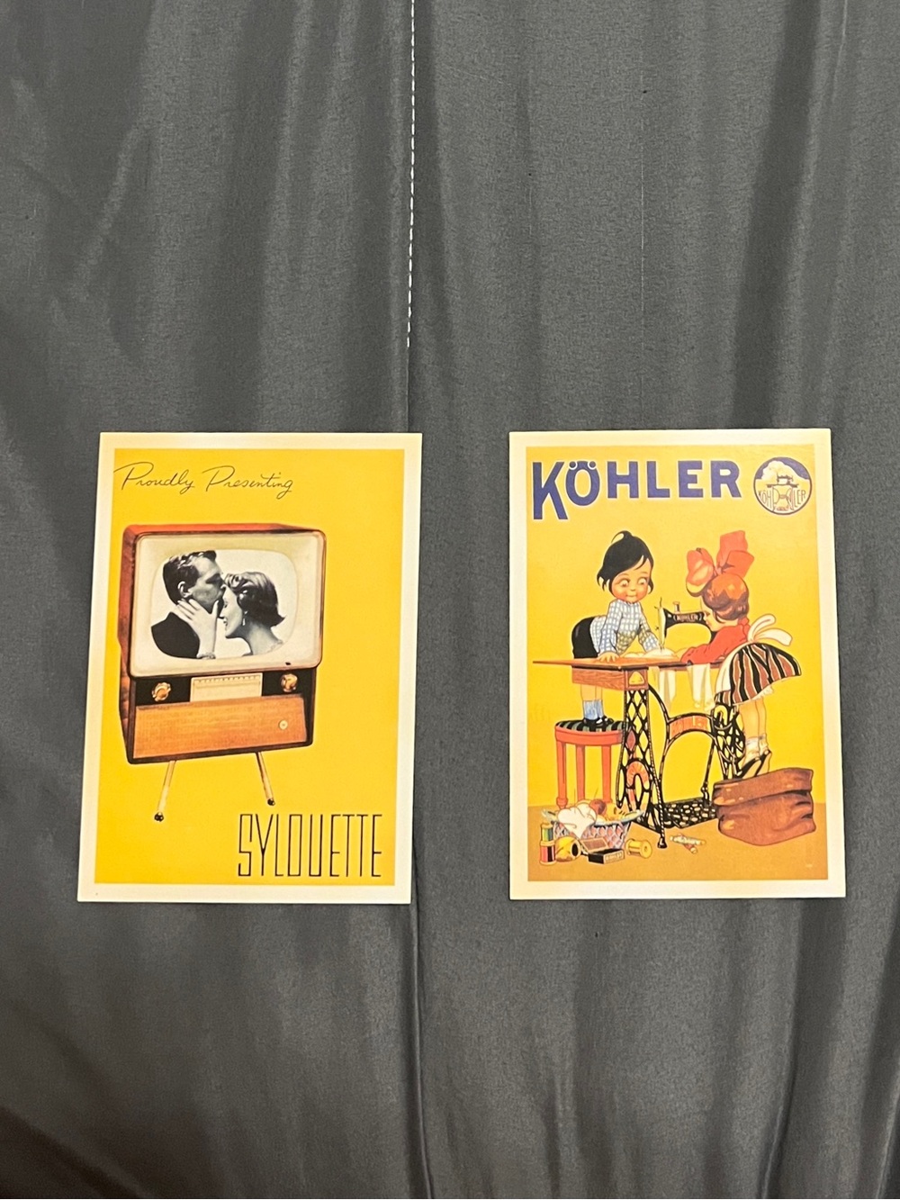 2 Retro Post Cards Colorful Vintage-Inspired